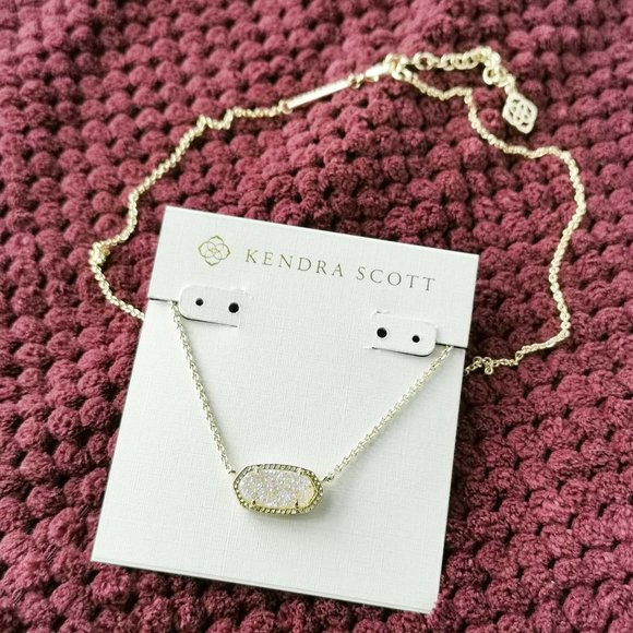 Kendra Scott Iridescent Drusy Elisa Gold Pendant Necklace NEW WITH POUCH - Picture 3 of 3